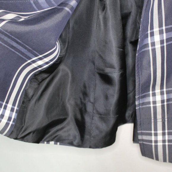 Zara Basic Plaid Trench Jacket Coat Navy H10451 - Picture 8 of 13